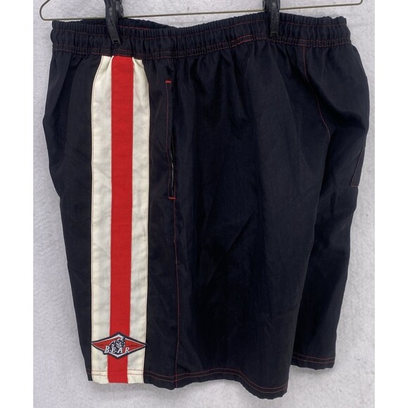 Bear Surf Mens 34" Board Nylon Swimming Trunks Red Black Drawstring 1990's Wave - Picture 7 of 10